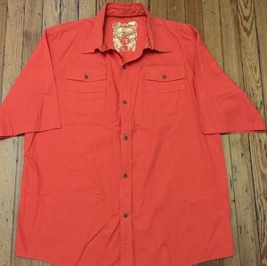 Pelle Pelle Mens XL Orange Button Up Short Sleeve Shirt